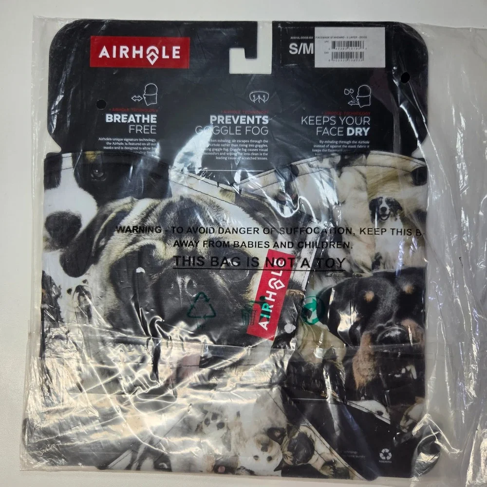 Airhole Softshell Facemask Standard 2 Layer Dogs Print S/M AHS12L-DOGS-SM